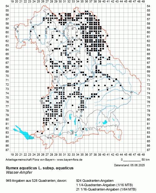 Die Verbreitungskarte zu Rumex aquaticus L. subsp. aquaticus wird geladen ...