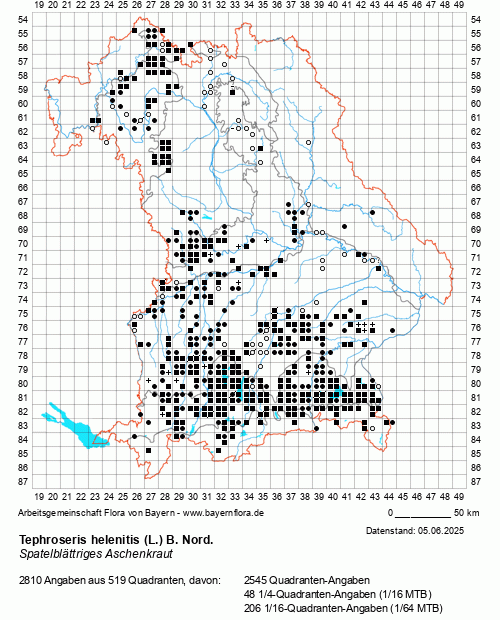 Die Verbreitungskarte zu Tephroseris helenitis (L.) B. Nord. wird geladen ...