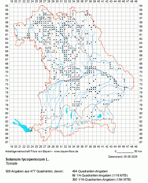 Die Verbreitungskarte zu Solanum lycopersicum L. wird geladen ...