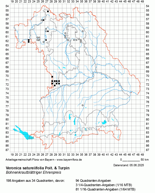 Die Verbreitungskarte zu Veronica satureiifolia Poit. & Turpin wird geladen ...