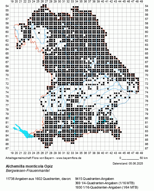 Die Verbreitungskarte zu Alchemilla monticola Opiz wird geladen ...