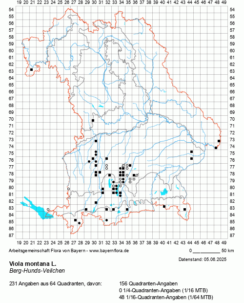 Die Verbreitungskarte zu Viola montana L. wird geladen ...