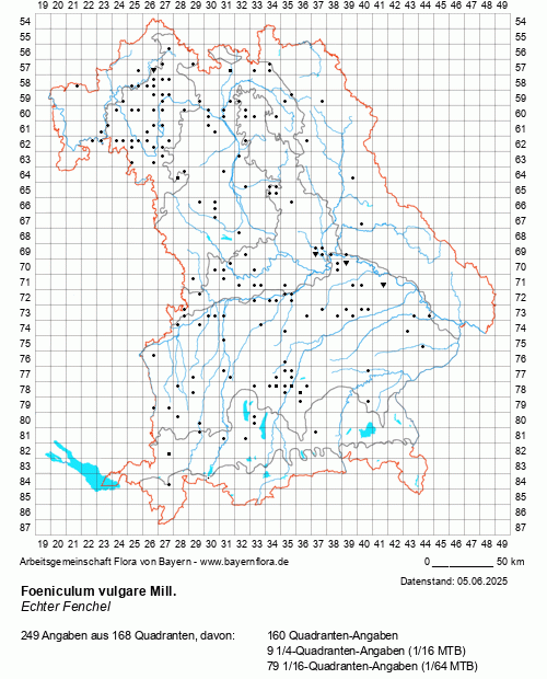 Die Verbreitungskarte zu Foeniculum vulgare Mill. wird geladen ...