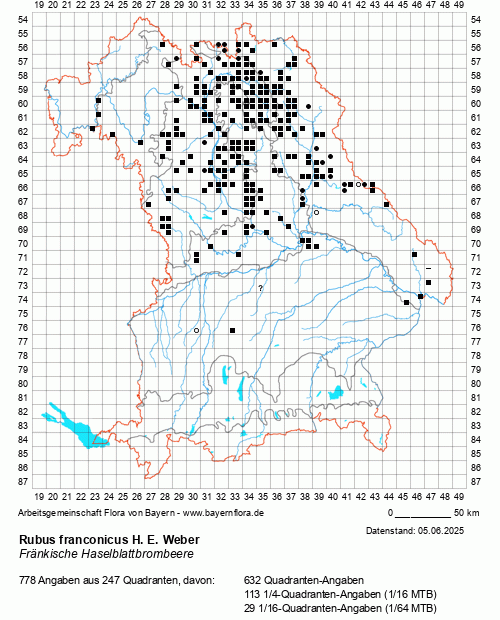Die Verbreitungskarte zu Rubus franconicus H. E. Weber wird geladen ...