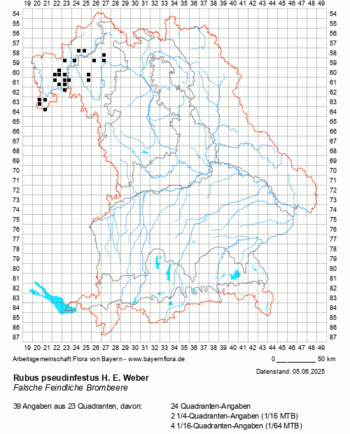 Die Verbreitungskarte zu Rubus pseudinfestus H. E. Weber wird geladen ...