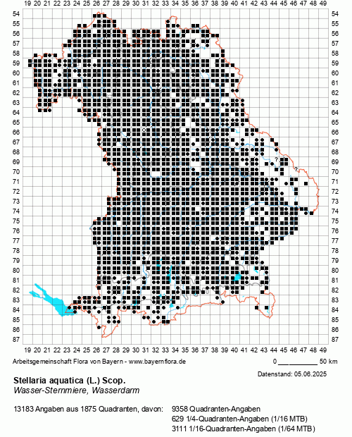 Die Verbreitungskarte zu Stellaria aquatica (L.) Scop. wird geladen ...