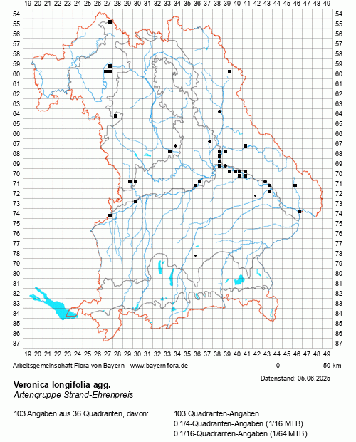 Die Verbreitungskarte zu Veronica longifolia agg. wird geladen ...