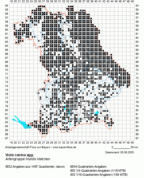 Die Verbreitungskarte zu Viola canina agg. wird geladen ...
