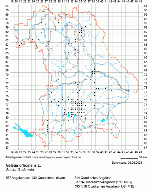 Die Verbreitungskarte zu Galega officinalis L. wird geladen ...