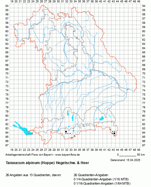 Die Verbreitungskarte zu Taraxacum alpinum (Hoppe) Hegetschw. & Heer wird geladen ...