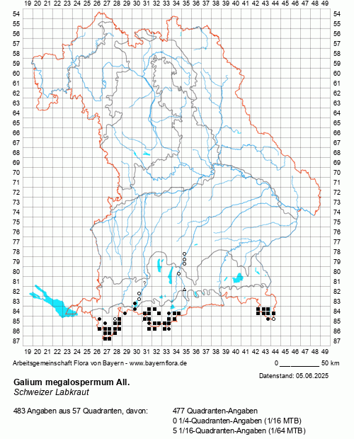 Die Verbreitungskarte zu Galium megalospermum All. wird geladen ...