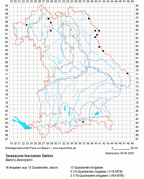 Die Verbreitungskarte zu Taraxacum fasciatum Dahlst. wird geladen ...