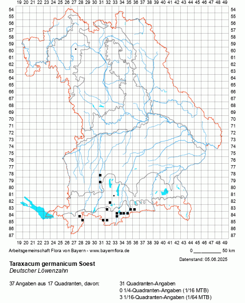 Die Verbreitungskarte zu Taraxacum germanicum Soest wird geladen ...