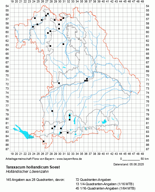 Die Verbreitungskarte zu Taraxacum hollandicum Soest wird geladen ...