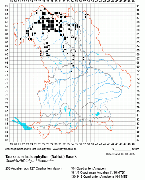 Die Verbreitungskarte zu Taraxacum lacistophyllum (Dahlst.) Raunk. wird geladen ...