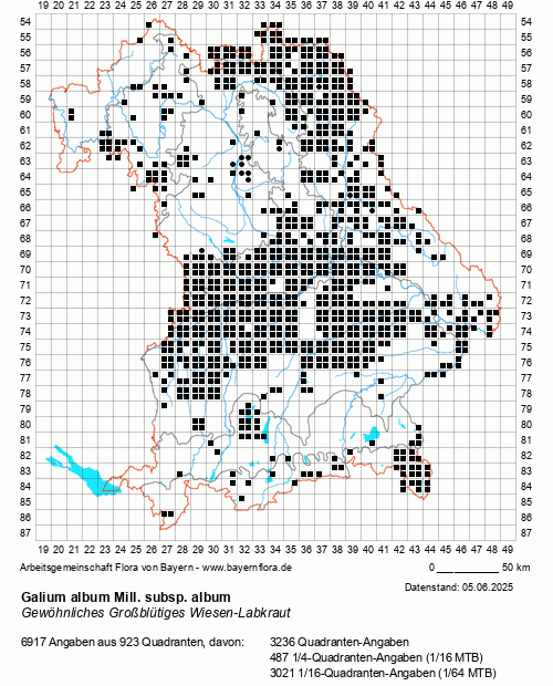 Die Verbreitungskarte zu Galium album Mill. subsp. album wird geladen ...