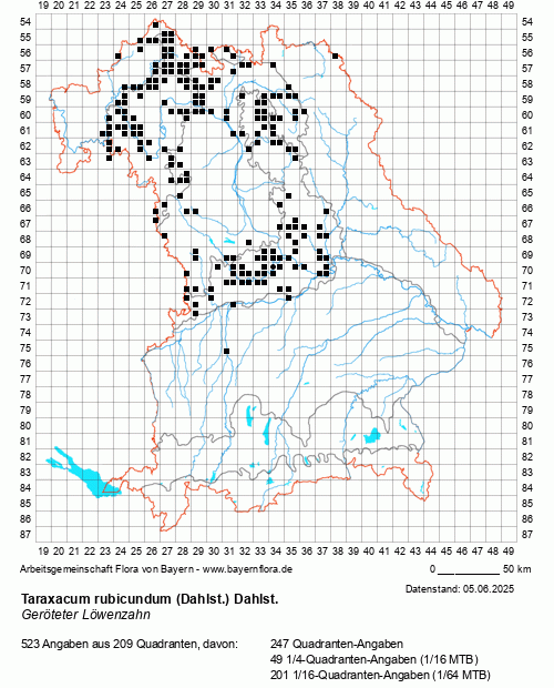 Die Verbreitungskarte zu Taraxacum rubicundum (Dahlst.) Dahlst. wird geladen ...