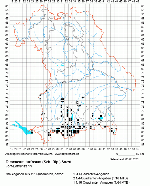 Die Verbreitungskarte zu Taraxacum turfosum (Sch. Bip.) Soest wird geladen ...