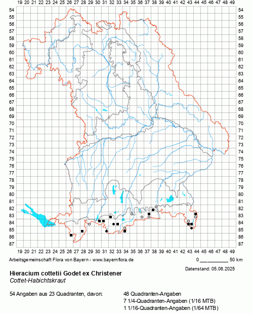 Die Verbreitungskarte zu Hieracium cottetii Godet ex Christener wird geladen ...