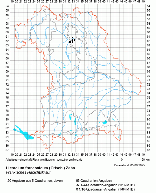 Die Verbreitungskarte zu Hieracium franconicum (Griseb.) Zahn wird geladen ...