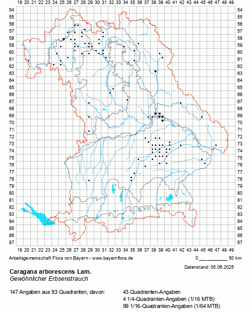 Die Verbreitungskarte zu Caragana arborescens Lam. wird geladen ...