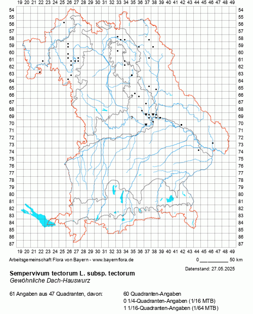 Die Verbreitungskarte zu Sempervivum tectorum L. subsp. tectorum wird geladen ...