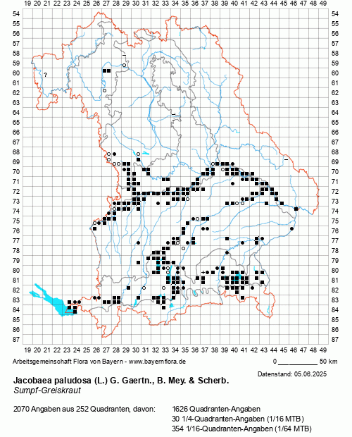 Die Verbreitungskarte zu Jacobaea paludosa (L.) G. Gaertn., B. Mey. & Scherb. wird geladen ...