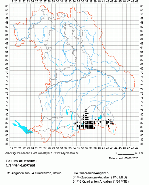 Die Verbreitungskarte zu Galium aristatum L. wird geladen ...