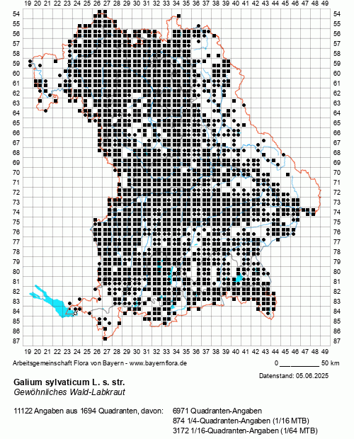 Die Verbreitungskarte zu Galium sylvaticum L. s. str. wird geladen ...
