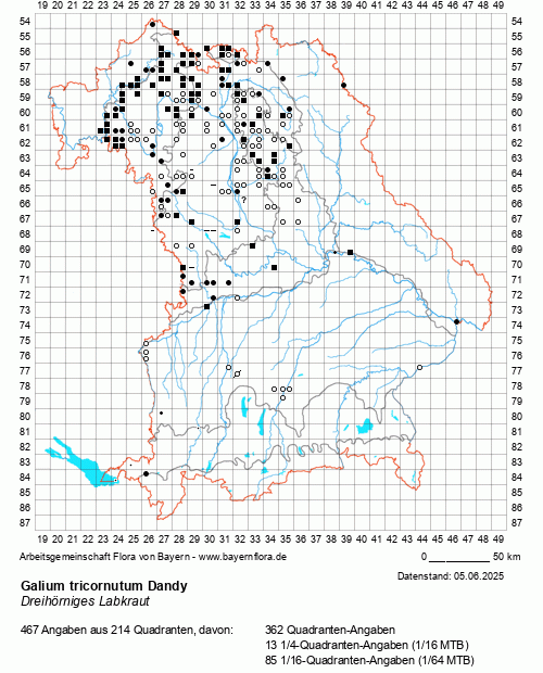 Die Verbreitungskarte zu Galium tricornutum Dandy wird geladen ...