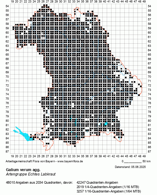 Die Verbreitungskarte zu Galium verum agg. wird geladen ...