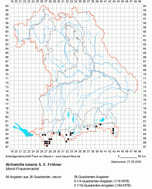 Die Verbreitungskarte zu Alchemilla lunaria S. E. Fröhner wird geladen ...
