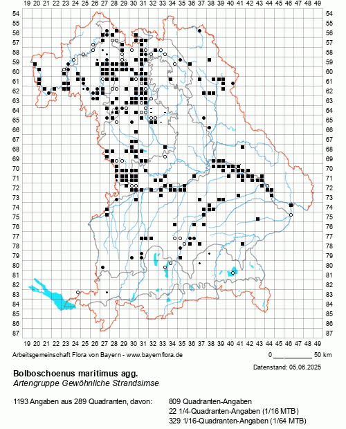 Die Verbreitungskarte zu Bolboschoenus maritimus agg. wird geladen ...