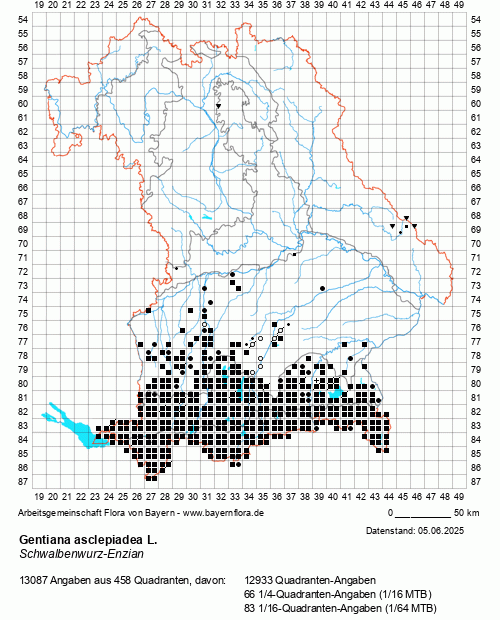 Die Verbreitungskarte zu Gentiana asclepiadea L. wird geladen ...