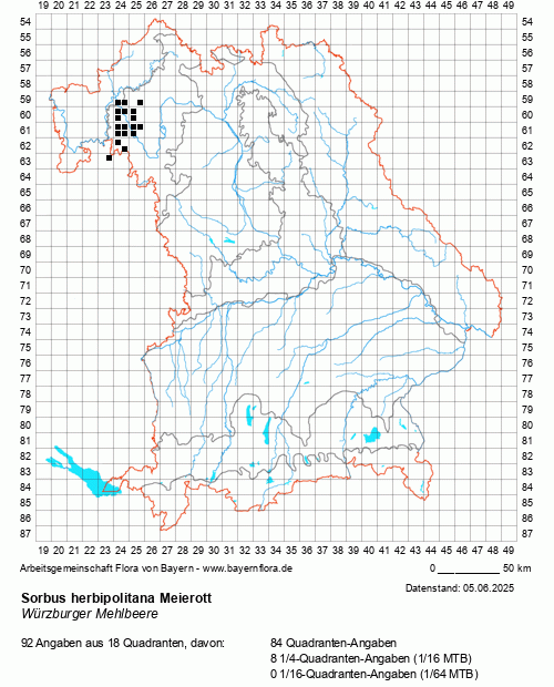 Die Verbreitungskarte zu Sorbus herbipolitana Meierott wird geladen ...