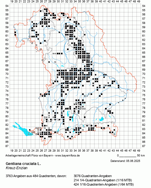 Die Verbreitungskarte zu Gentiana cruciata L. wird geladen ...