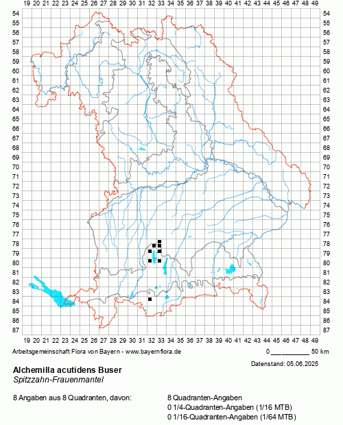 Die Verbreitungskarte zu Alchemilla acutidens Buser wird geladen ...