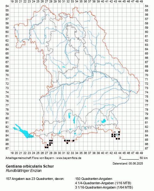 Die Verbreitungskarte zu Gentiana orbicularis Schur wird geladen ...