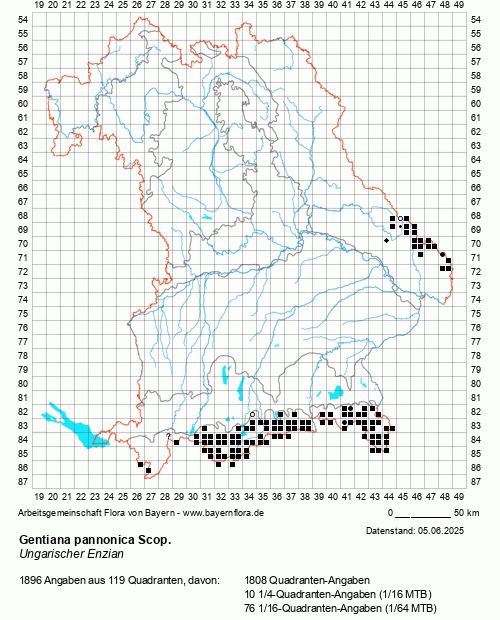 Die Verbreitungskarte zu Gentiana pannonica Scop. wird geladen ...