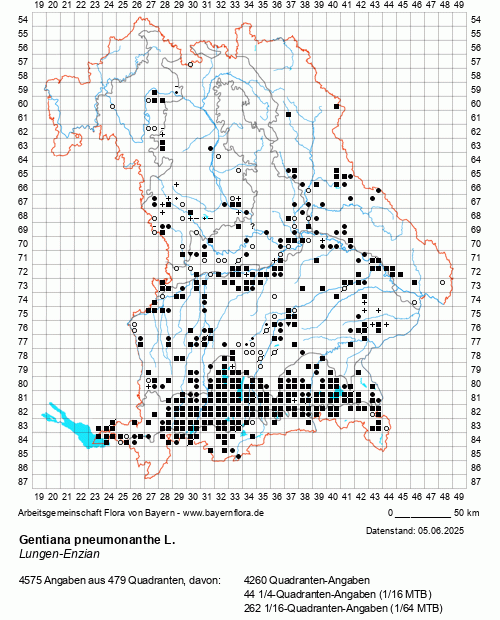 Die Verbreitungskarte zu Gentiana pneumonanthe L. wird geladen ...