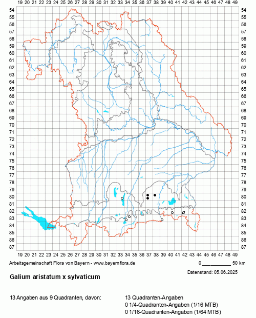 Die Verbreitungskarte zu Galium aristatum x sylvaticum wird geladen ...