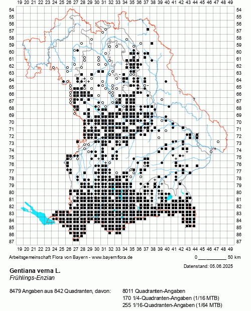 Die Verbreitungskarte zu Gentiana verna L. wird geladen ...