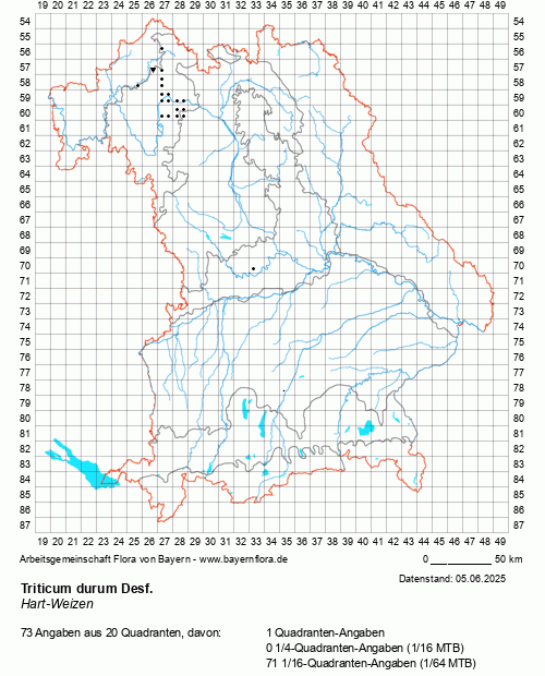 Die Verbreitungskarte zu Triticum durum Desf. wird geladen ...