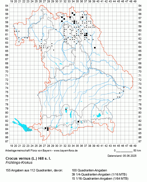 Die Verbreitungskarte zu Crocus vernus (L.) Hill s. l. wird geladen ...