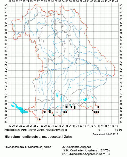 Die Verbreitungskarte zu Hieracium humile subsp. pseudocottetii Zahn wird geladen ...