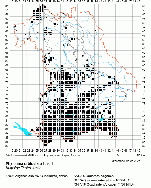 Die Verbreitungskarte zu Phyteuma orbiculare L. s. l. wird geladen ...