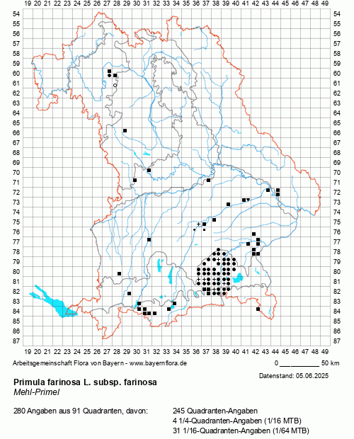 Die Verbreitungskarte zu Primula farinosa L. subsp. farinosa wird geladen ...