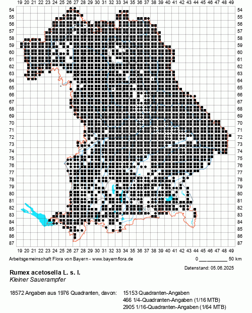 Die Verbreitungskarte zu Rumex acetosella L. s. l. wird geladen ...