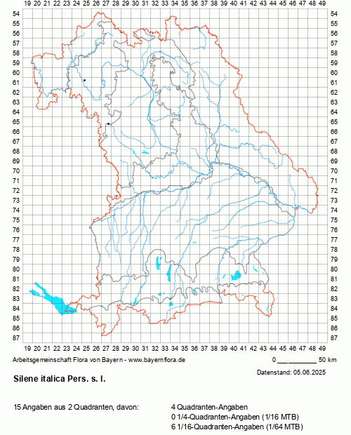 Die Verbreitungskarte zu Silene italica Pers. s. l. wird geladen ...