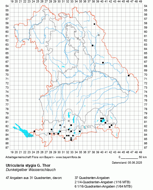 Die Verbreitungskarte zu Utricularia stygia G. Thor wird geladen ...